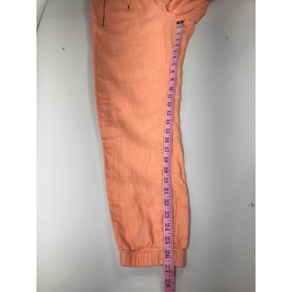 Athleta Women's 10 Coral Orange Cabo Linen Jogger Pants Casual Comfy Everyday - Picture 10 of 10